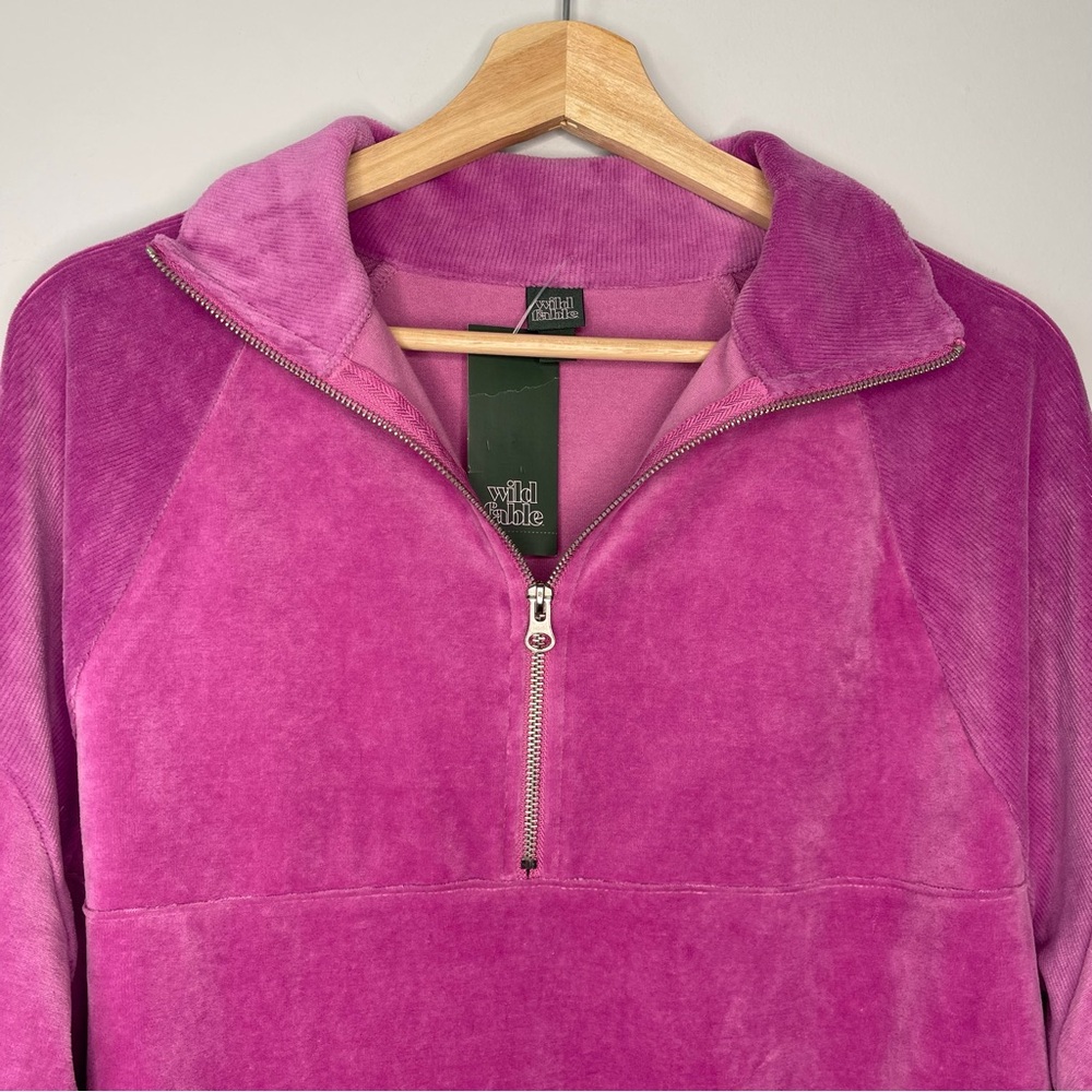 Women’s new fable velour Pink Quarter-Zip Pullover size medium new - Picture 2 of 5